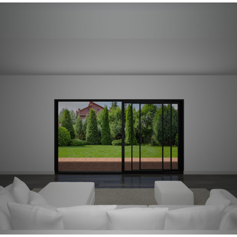 3600m x 2100m 3 Panel Sliding Patio Door Jet Black