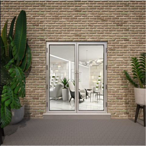 1500 x 1800 2 Panel White French Doors