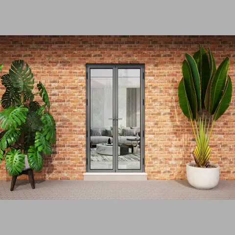 1300 x 2500 2 Panel Anthracite Grey On White French Doors