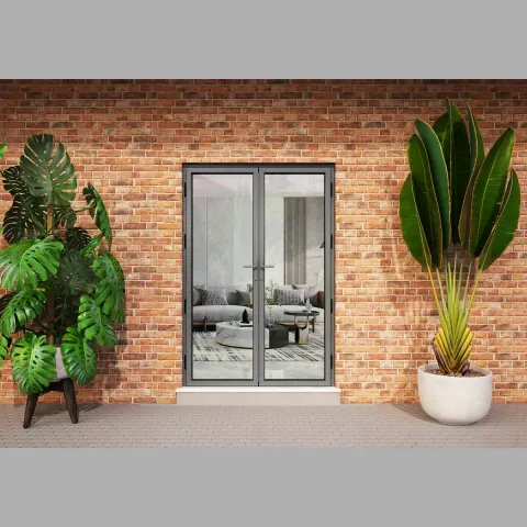 1400 x 2200 2 Panel Anthracite Grey On White French Doors