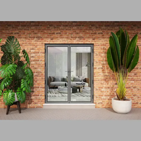 1600 x 2200 2 Panel Anthracite Grey On White French Doors