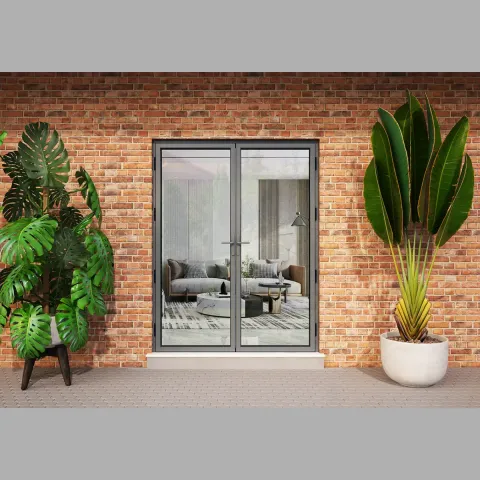 1600 x 2300 2 Panel Anthracite Grey On White French Doors