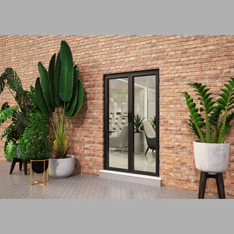 1300 x 1800 2 Panel Black On White French Doors