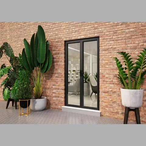 1300 x 2300 2 Panel Black On White French Doors