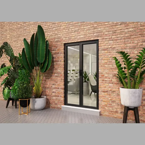 1300 x 2200 2 Panel Jet Black French Doors