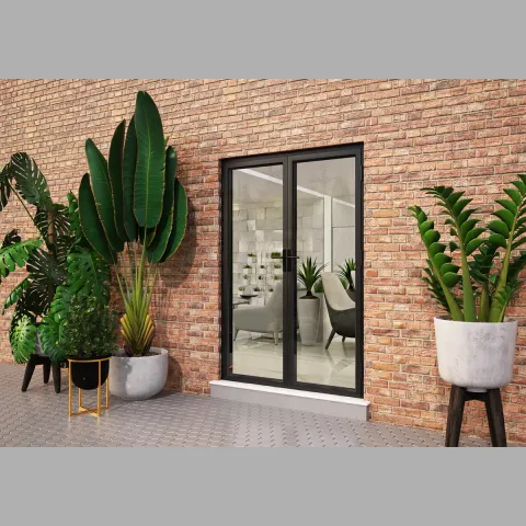 1400 x 2200 2 Panel Jet Black French Doors