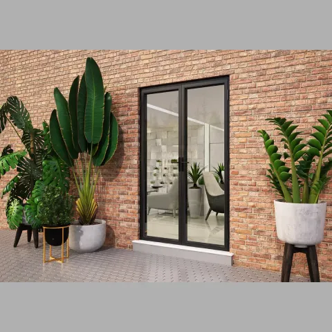 1400 x 2500 2 Panel Jet Black French Doors