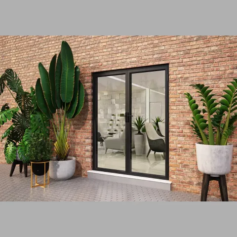 1600 x 2200 2 Panel Jet Black French Doors