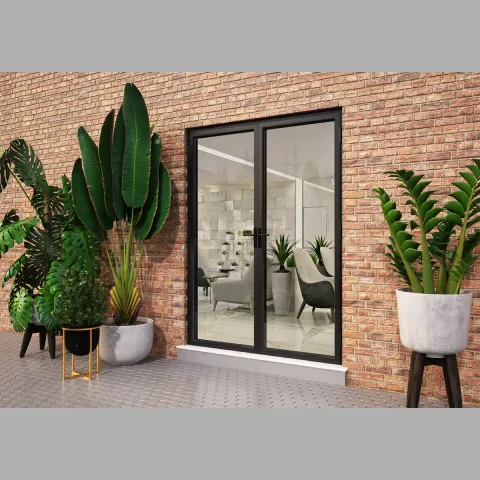 1600 x 2500 2 Panel Jet Black French Doors